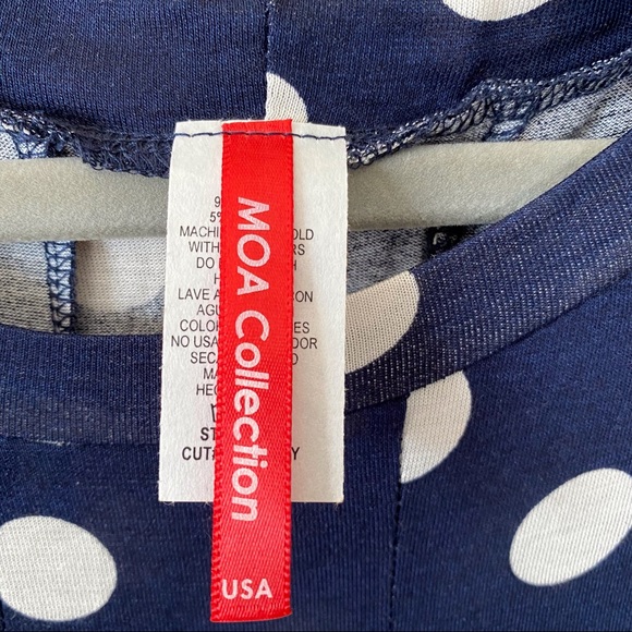MOA COLLECTION Navy Blue Polka Dot Swing Dress Size M - Picture 3 of 6